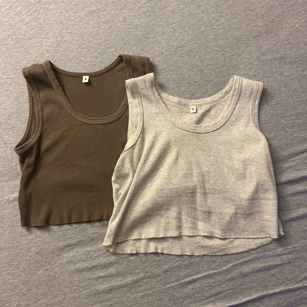 Stylish Gray and Brown Crop Tops